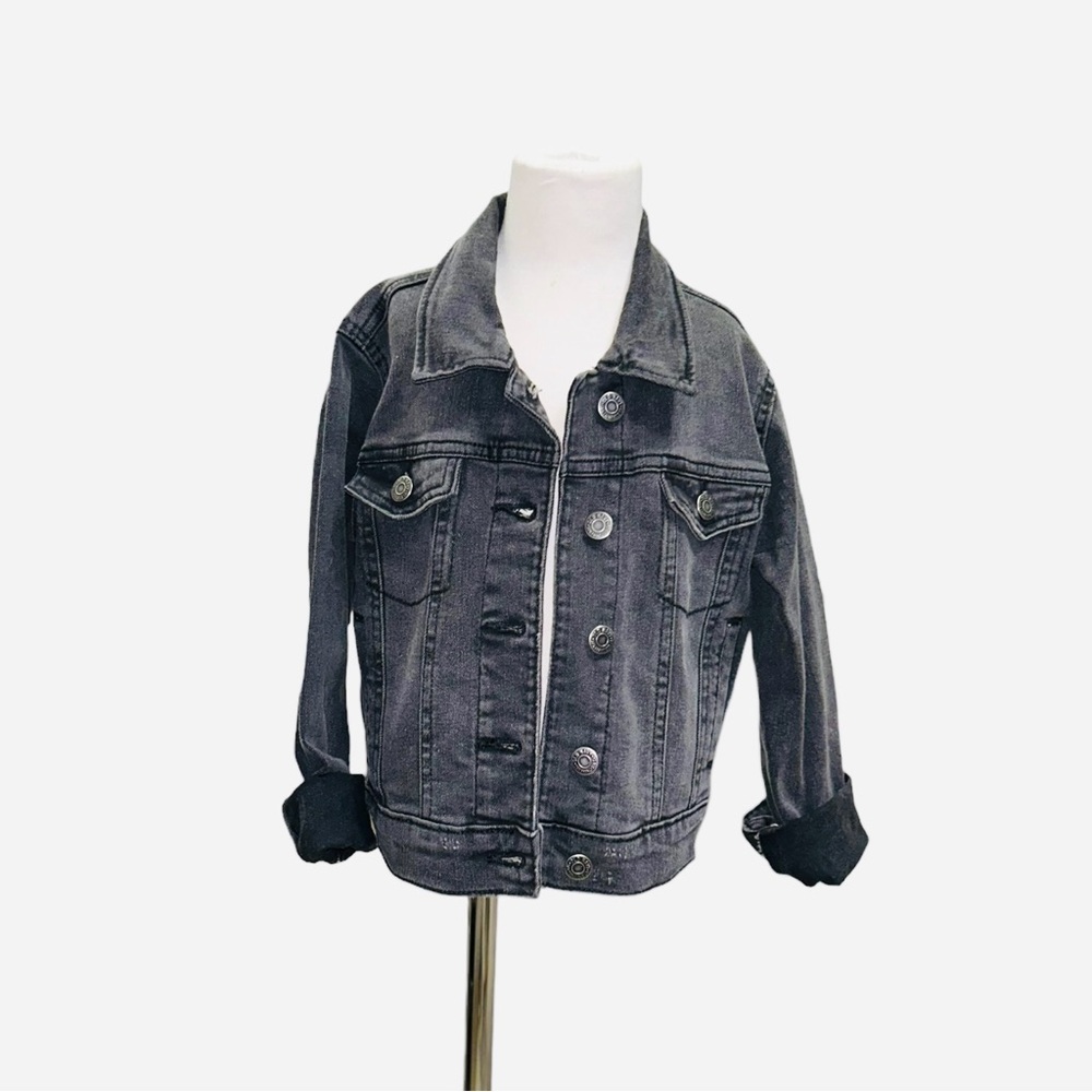 Old Navy girls boys black denim jacket S 6 7